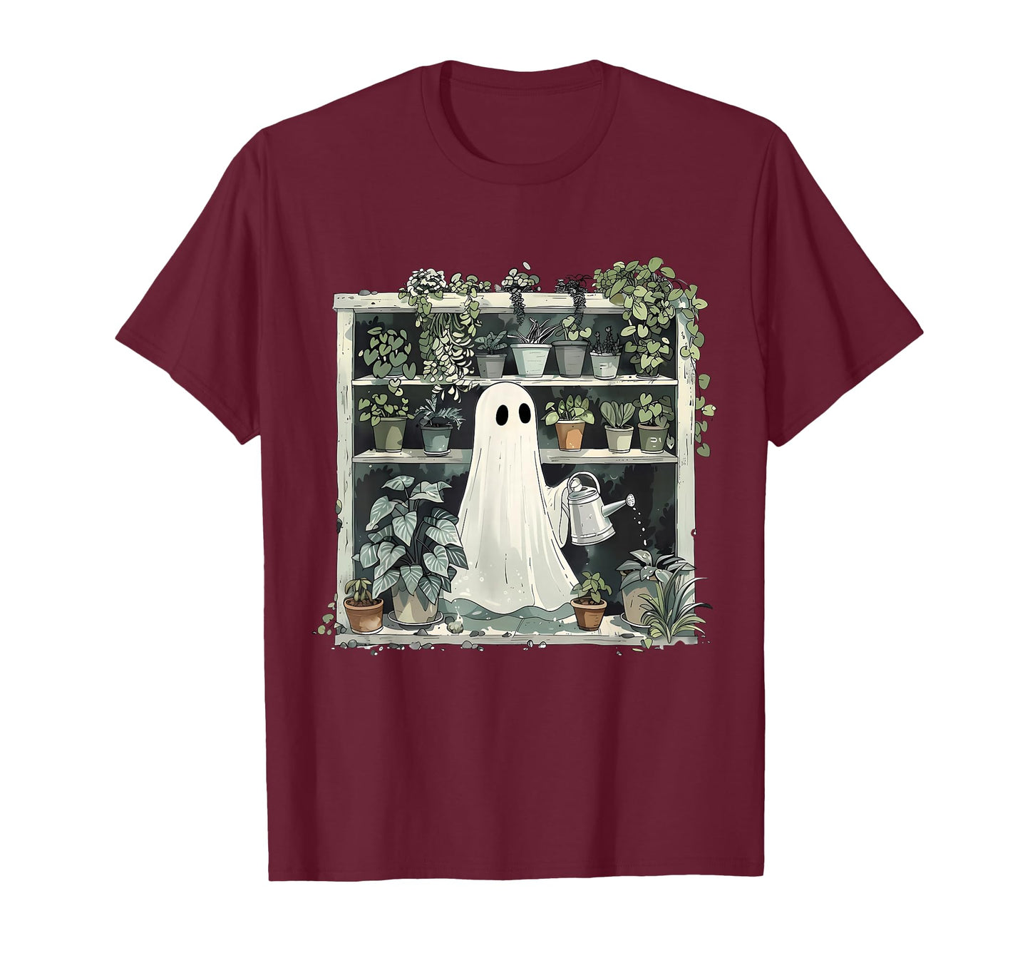 Cute Funny Ghost Boo Gardening Gardener Plants Halloween T-Shirt