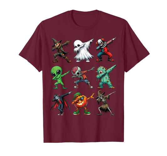 Dabbing Halloween Zombie Skeleton Pumpkin Scarecrow Ghost T-Shirt
