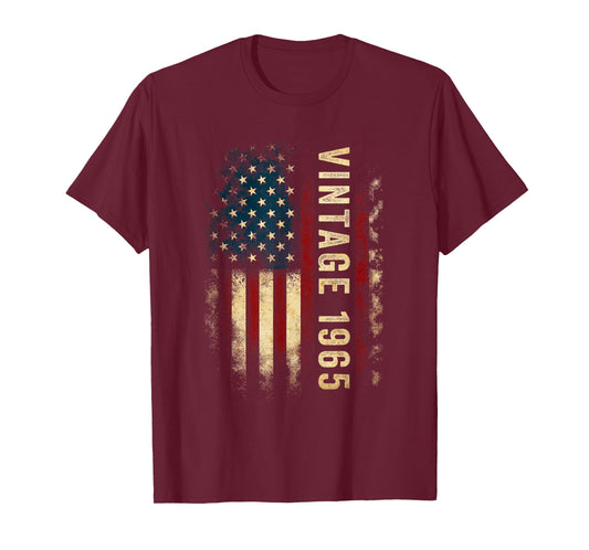 Vintage 1965 60 Year Old American Flag 60th Birthday Party T-Shirt