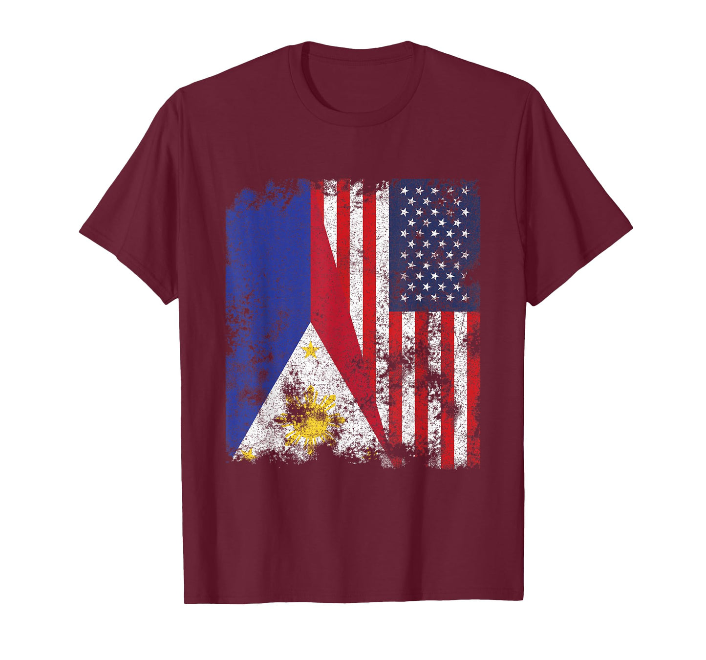 Philippines USA Flag Distressed - Half American T-Shirt