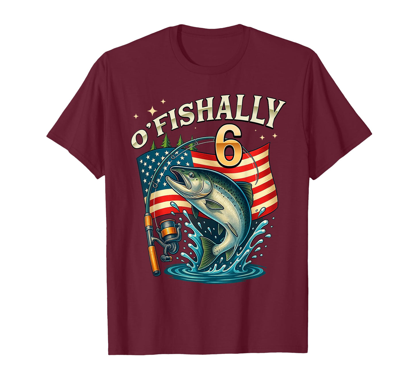 O'fishally 6 Years Old Fishing 6th Birthday Boys Kids T-Shirt