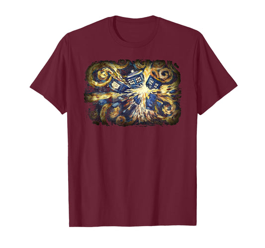 Art Tardis Van Gogh Time Travel Sci-Fi Fan T-Shirt