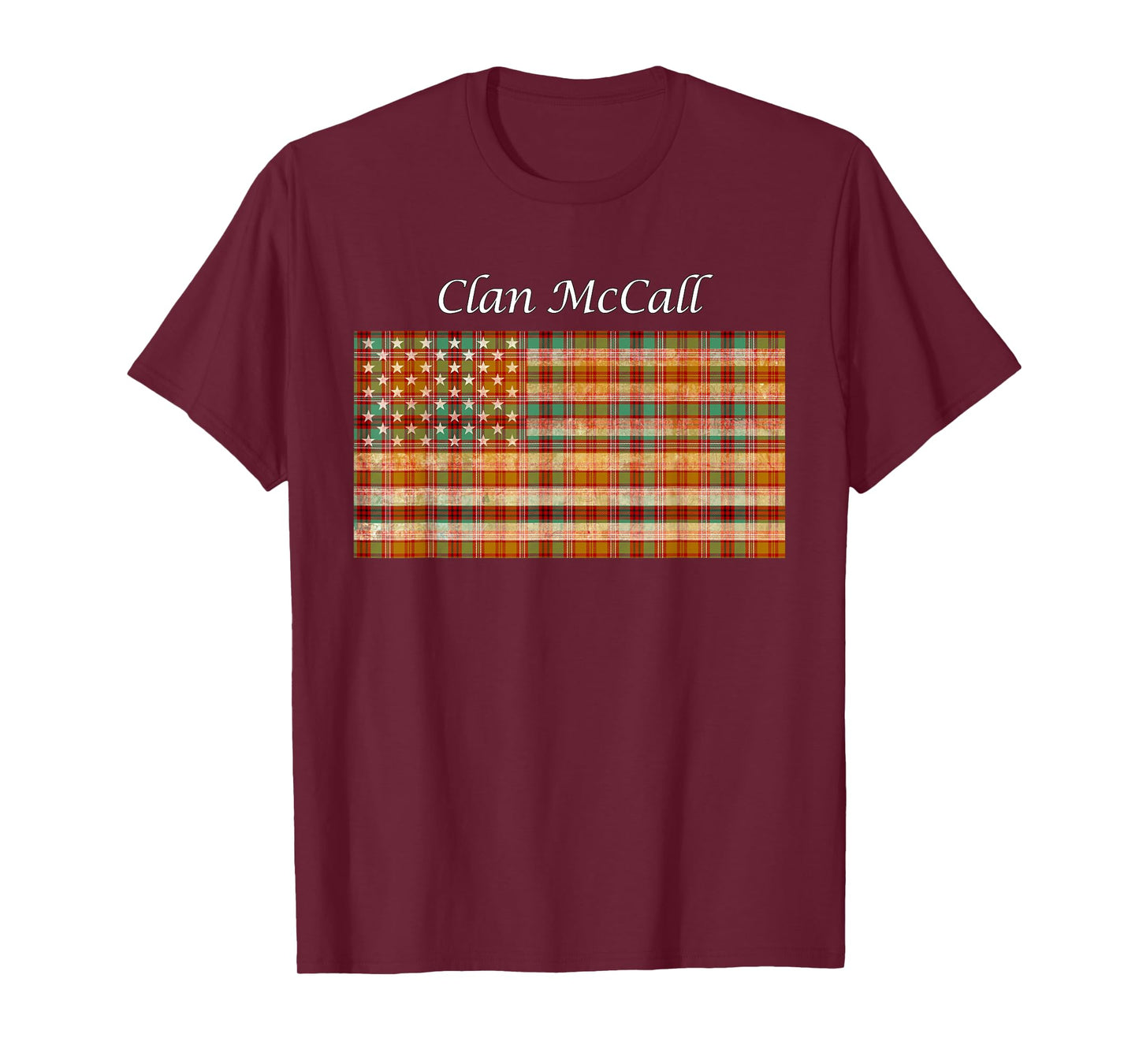 Clan McCall Scottish Tartan American Flag T-Shirt