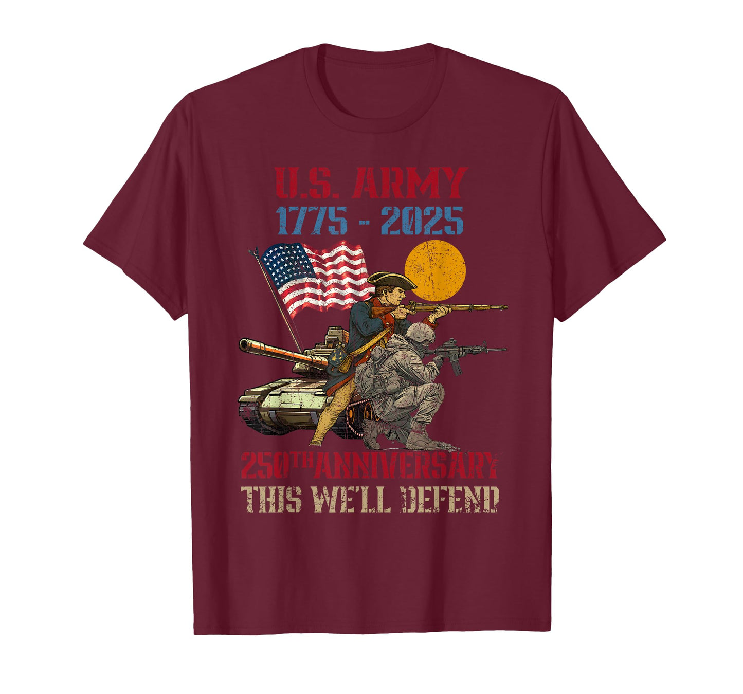American Army 250th Anniversary Defending Liberty 1775 2025 T-Shirt