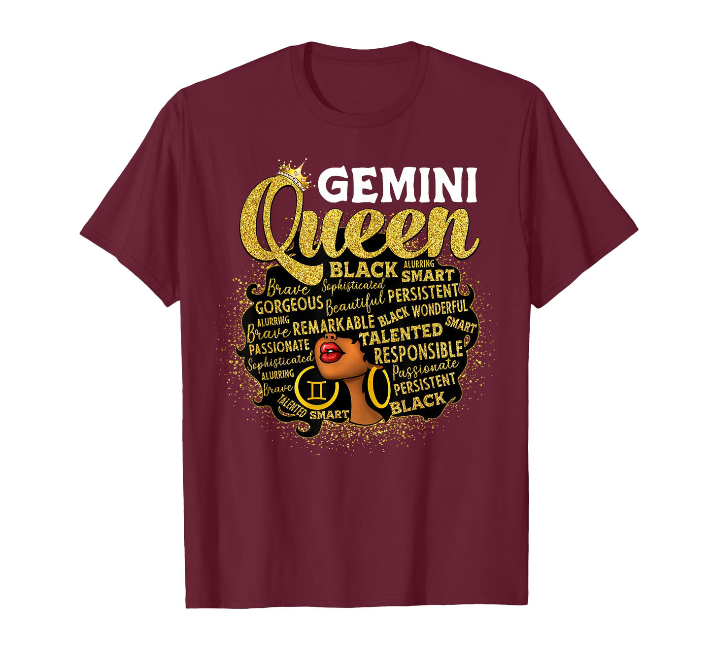 African American Women Zodiac Birthday Gemini Queen T-Shirt