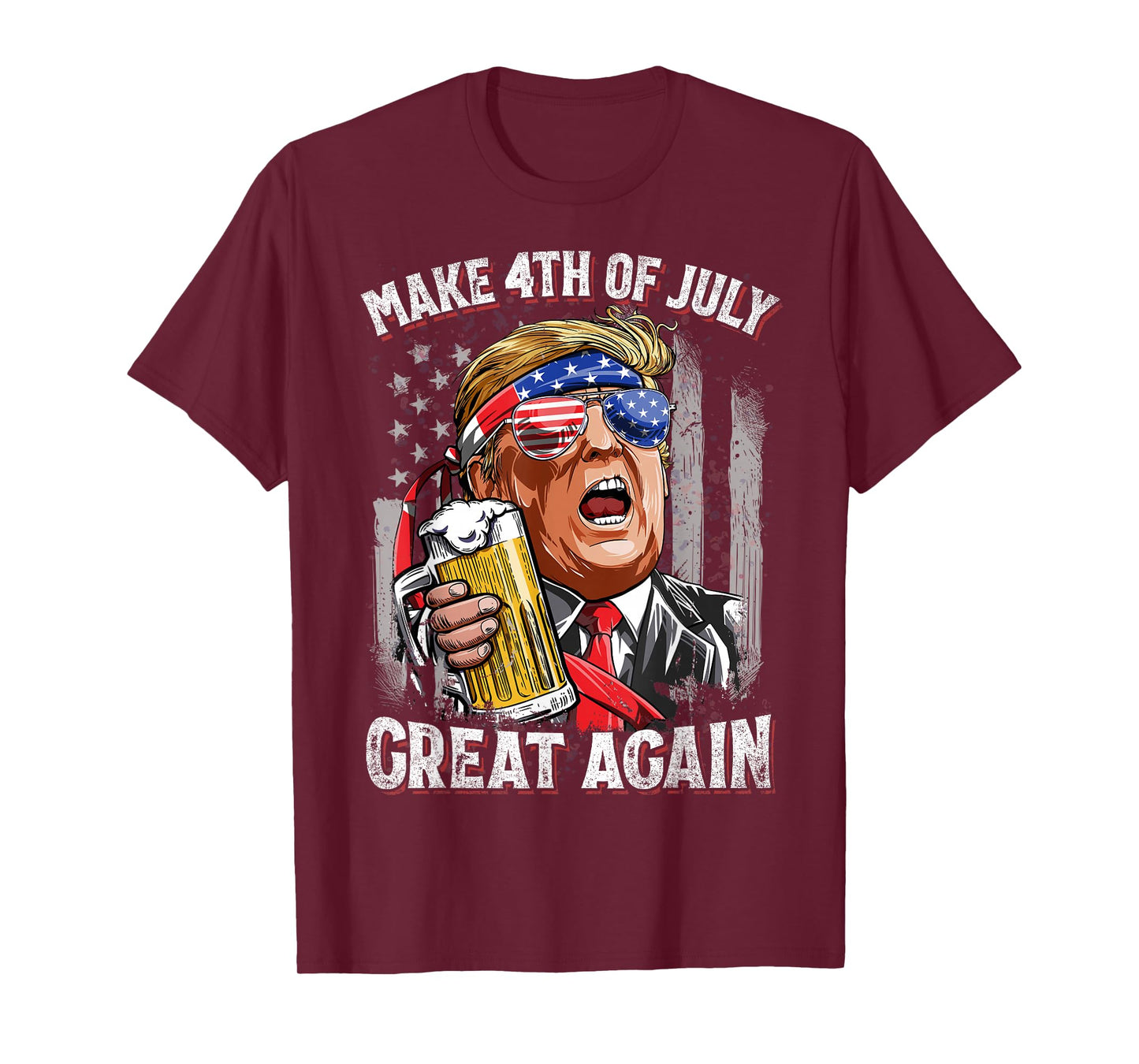 Trump Make 4th of July Great Again Men Drinking Beer Funny T-Shirt