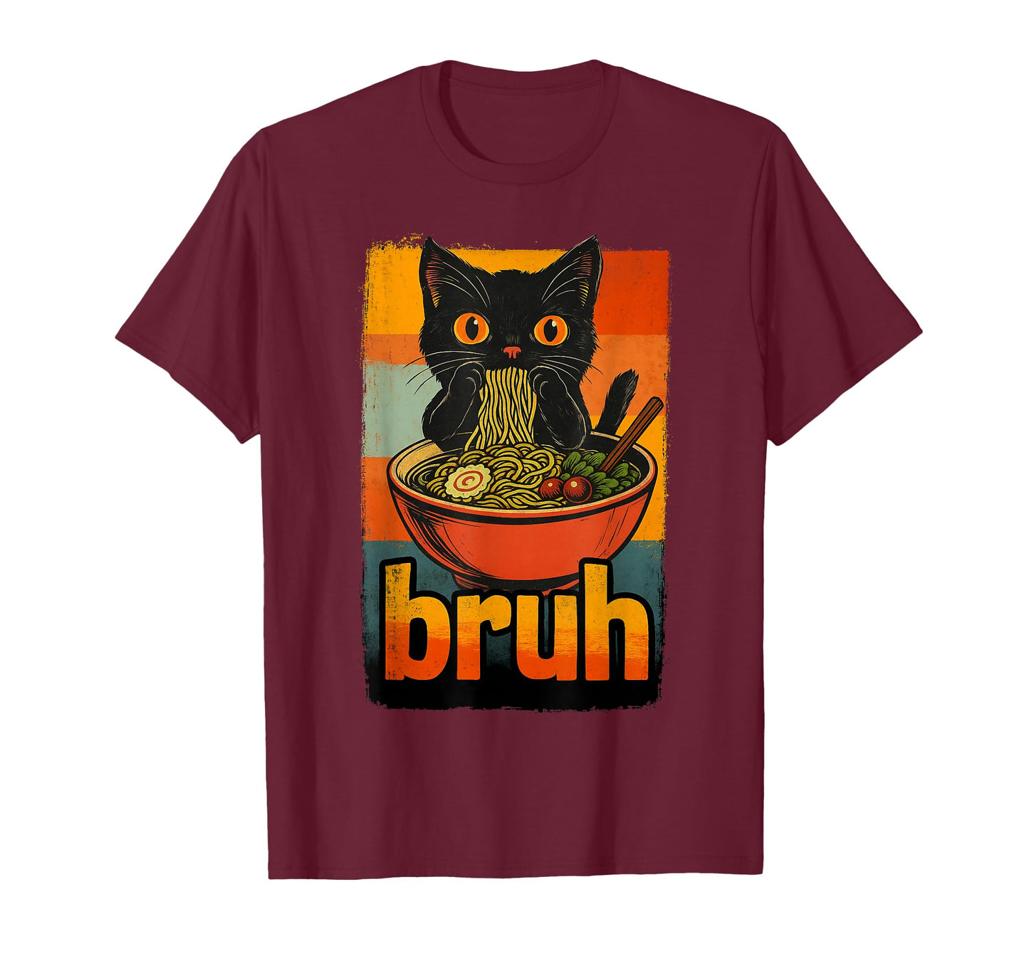 Funny Cat Eating Japanese Ramen Noodles Gifts Men Women Kid T-Shirt