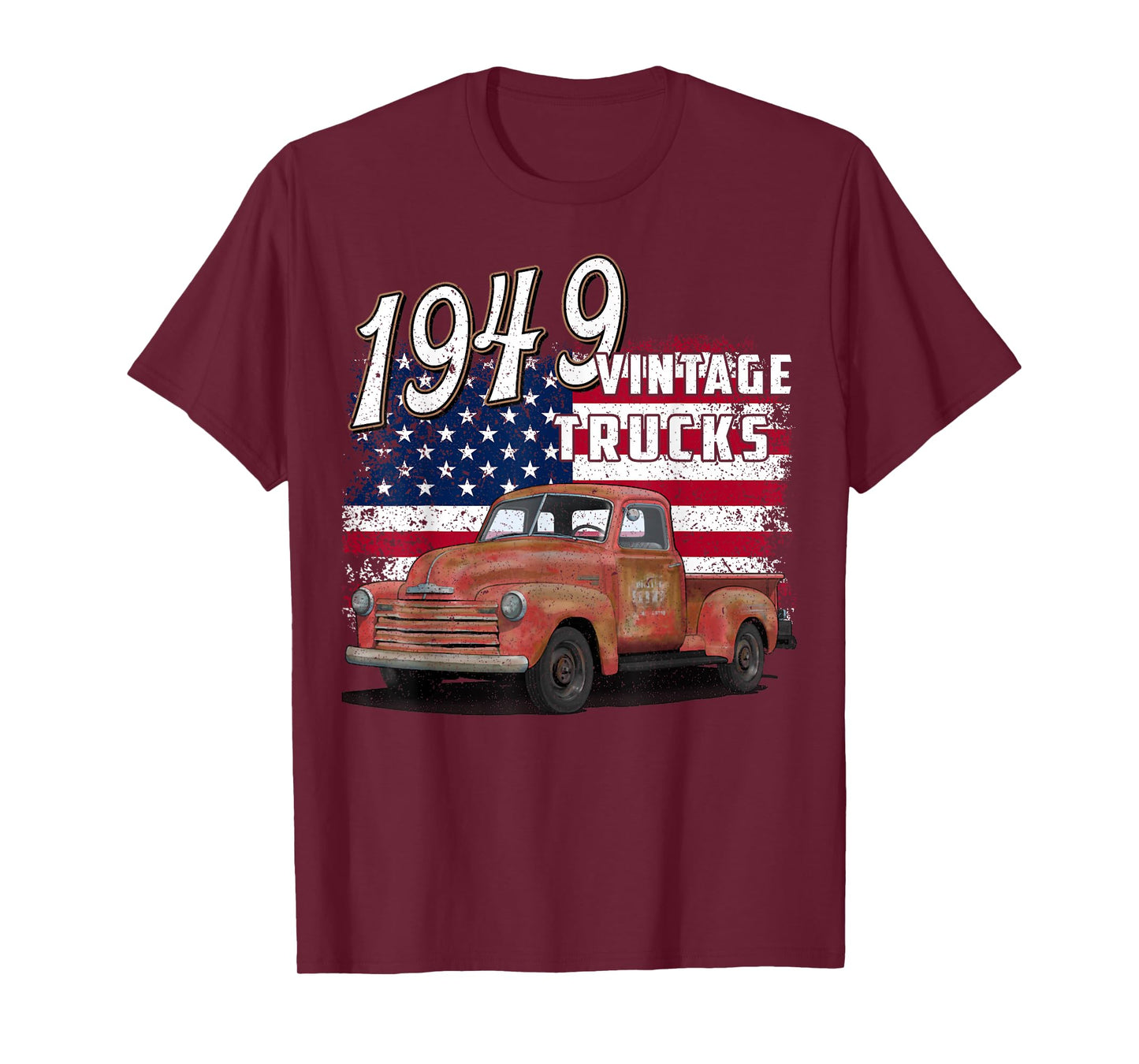1949 49 Truck Classic Car 1940s Vintage American Flag T-Shirt
