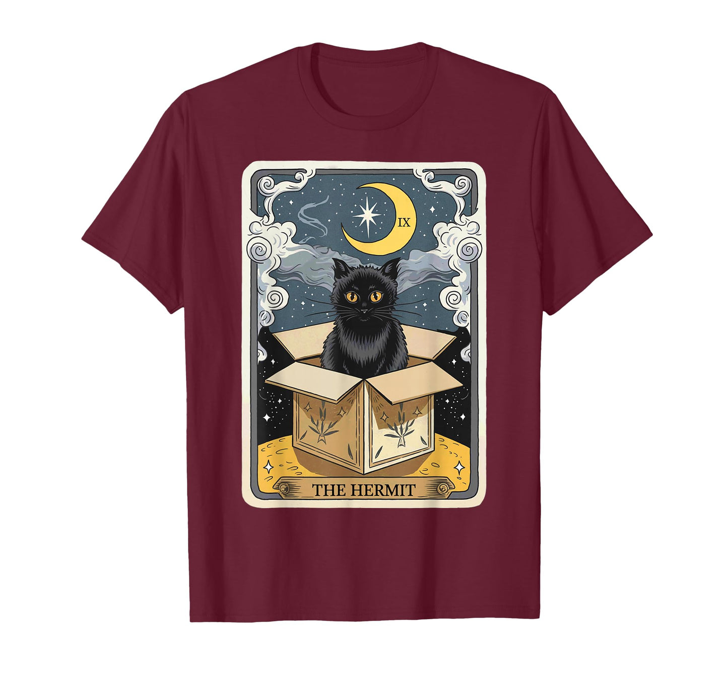 The Hermit Tarot Card Cat In Box Mystic Funny Cat Esoteric T-Shirt