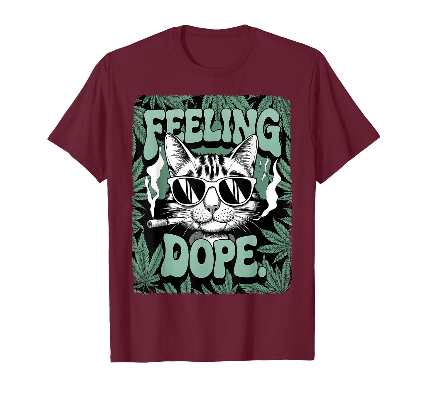 Feeling Dope Cat Weed Vintage 420 Stoner Cat Getting High T-Shirt