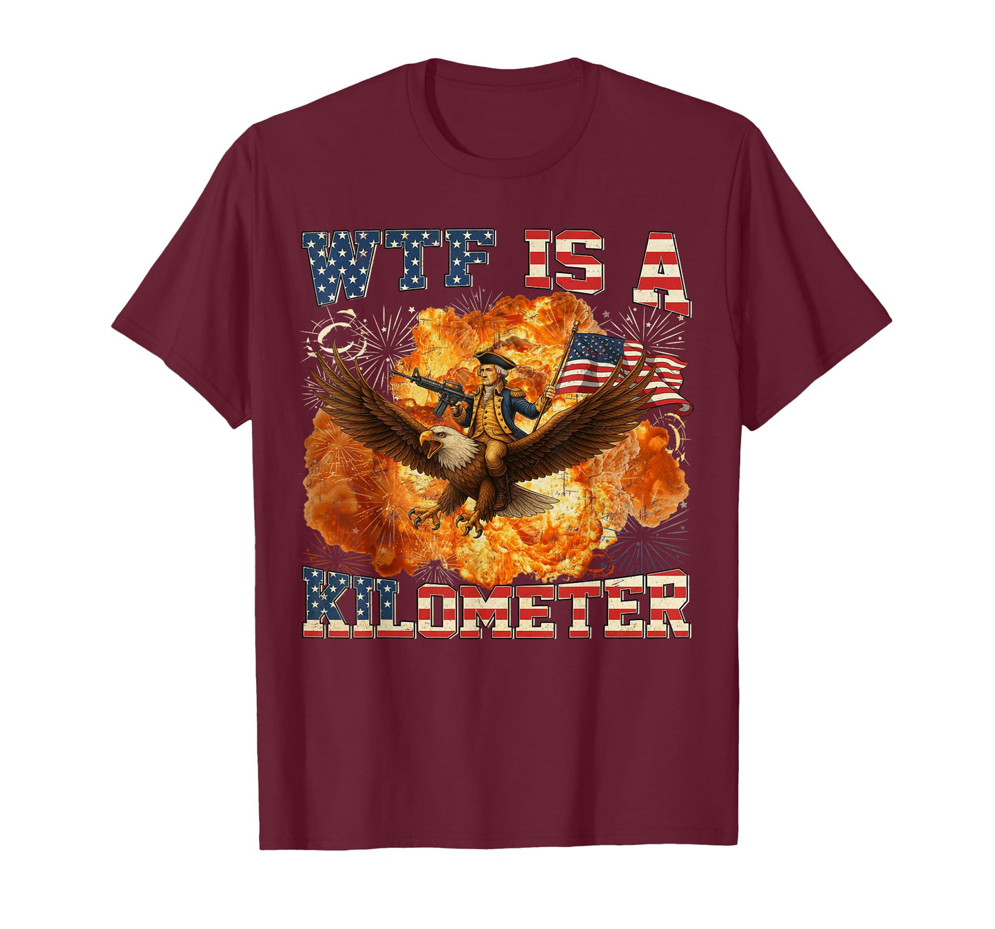 WTF Is A Kilometer Funny Patriotic American Freedom Vintage T-Shirt