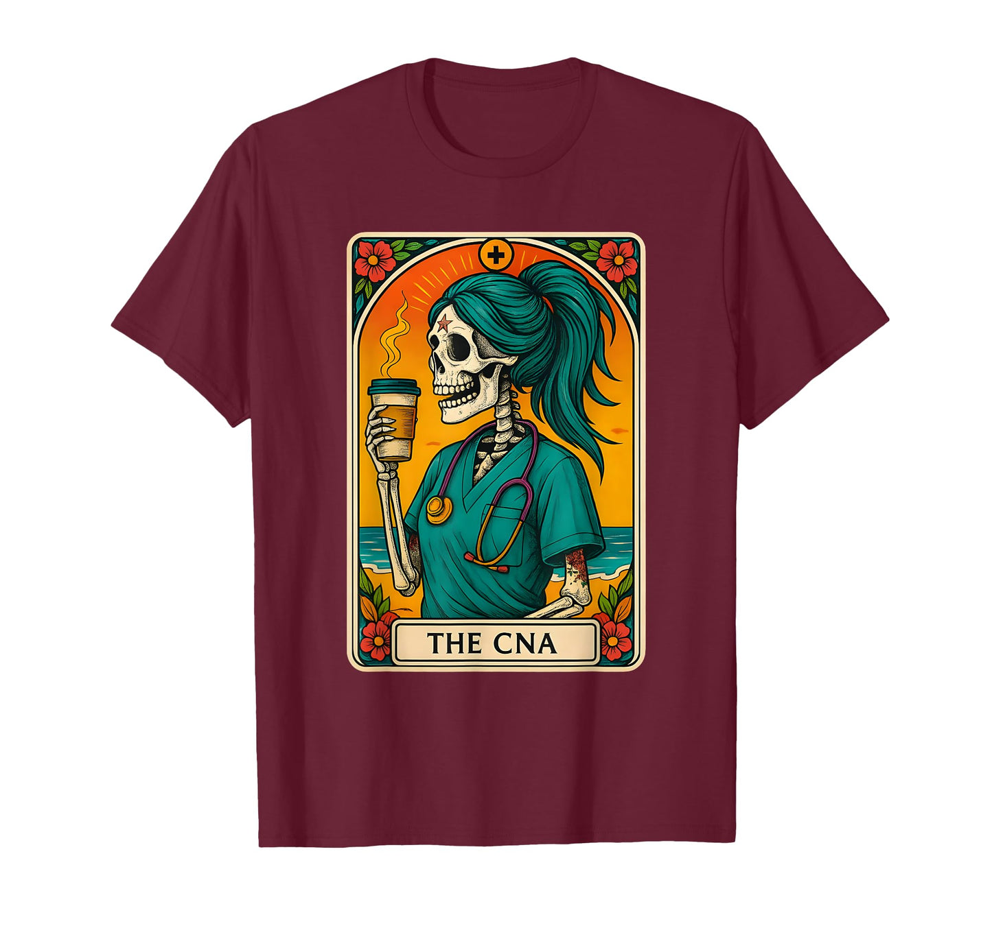 CNA Skeleton Tarot Card Funny Certified Nurse Halloween T-Shirt