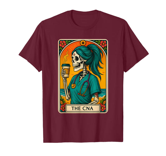 CNA Skeleton Tarot Card Funny Certified Nurse Halloween T-Shirt