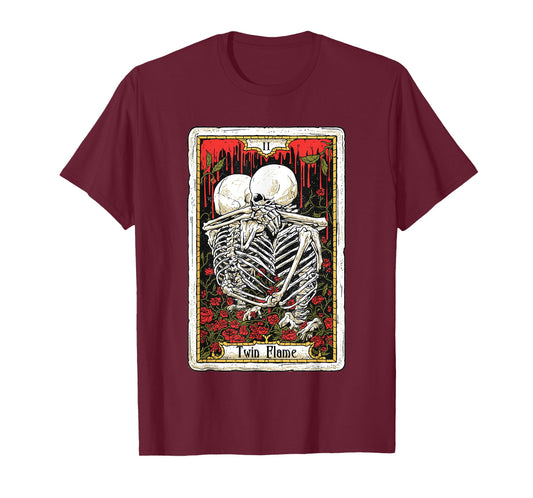 Astronomical Apparel Unisex-Adults Black X-Small Classic Fit Crew Neck T-Shirt Two of Cups Twin Flame Tarot Card Horoscope