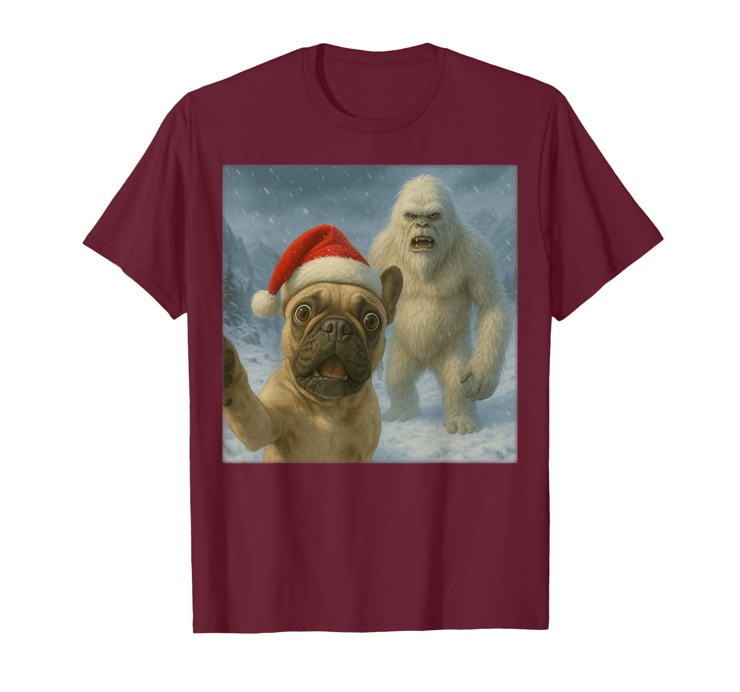 French Bulldog Yeti Selfie Funny Christmas Dog Pet Owner T-Shirt
