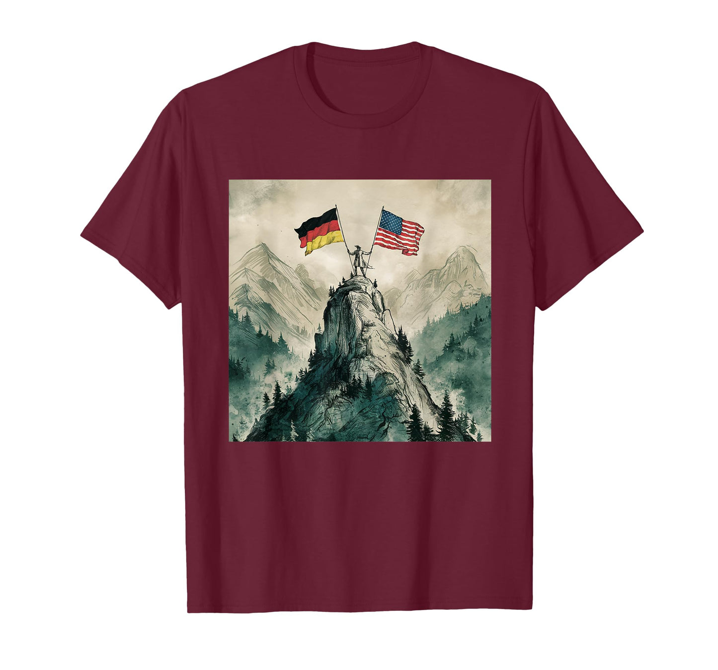 USA and Germany Flags - Historic Mountaintop Victory T-Shirt