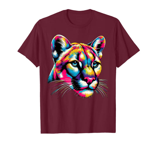 Colorful Puma Cougar Head T-Shirt