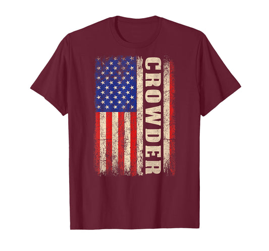 Crowder Last Name - Crowder Name American Flag (Back) T-Shirt