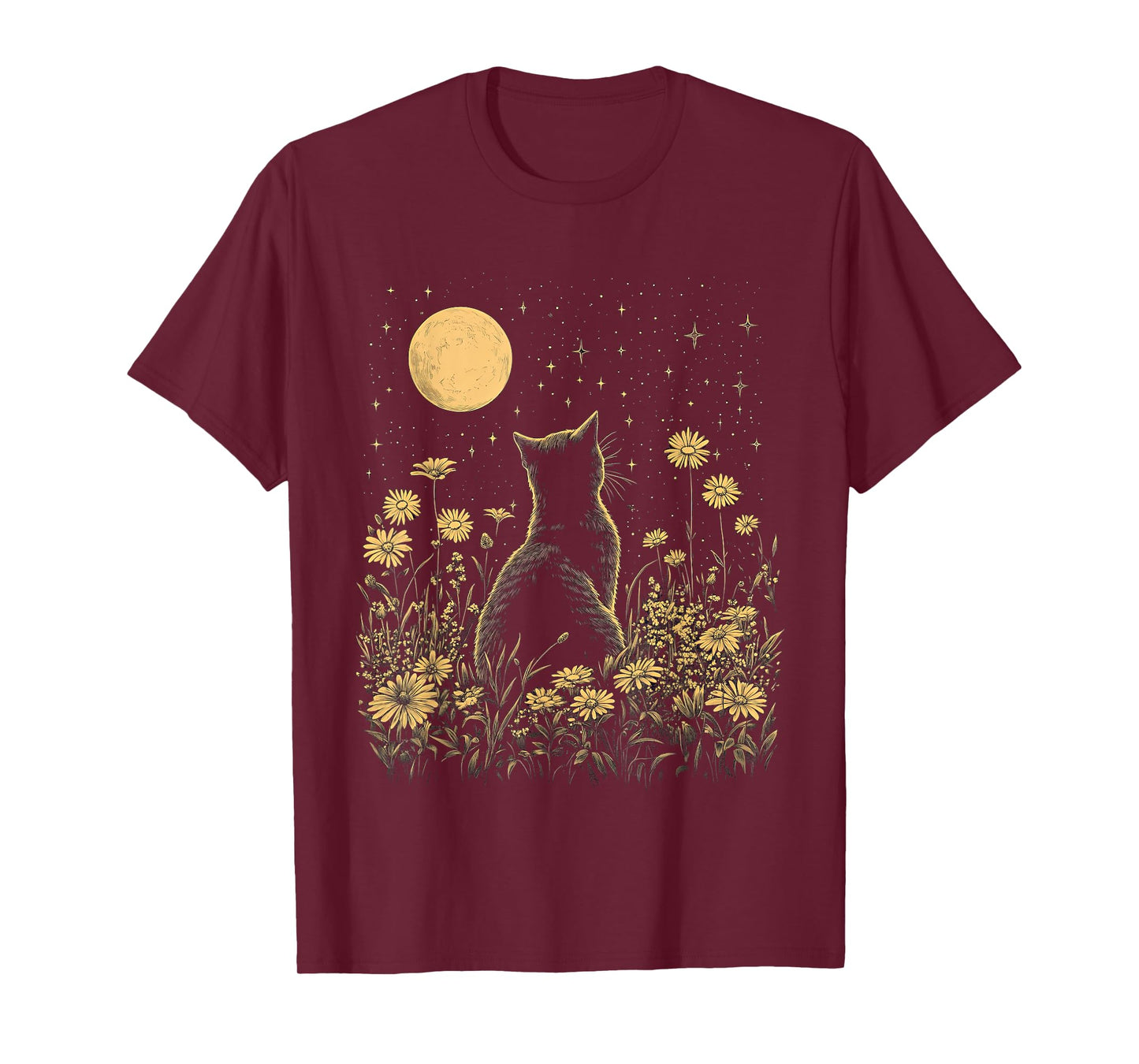 cat moon moonphases cats in nature kittens simple T-Shirt