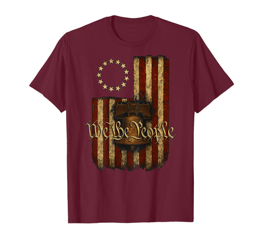 On Back Patriotic Betsy Ross Flag Liberty Bell We The People T-Shirt