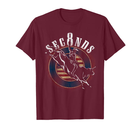 Cowboy Bull Riding Eight Seconds Rider USA Flag T-Shirt