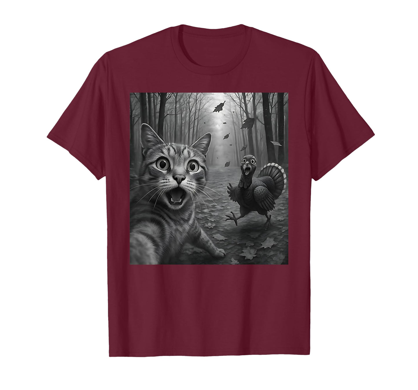 Cat Selfie with Turkey Funny Happy Thanksgiving Day Gifts T-Shirt