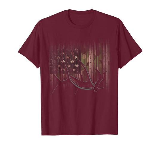 American Flag Outdoor Antlers Elk Deer T-Shirt