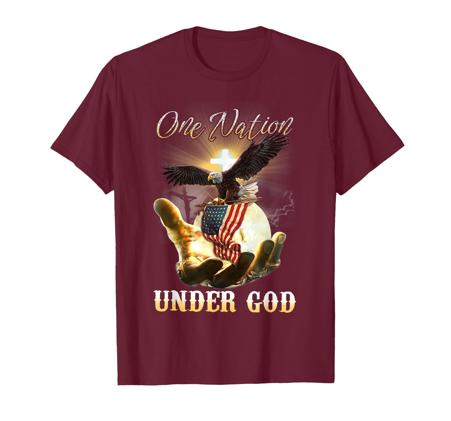 Eagle USA Christian Patriot One Nation Under God T-Shirt Small