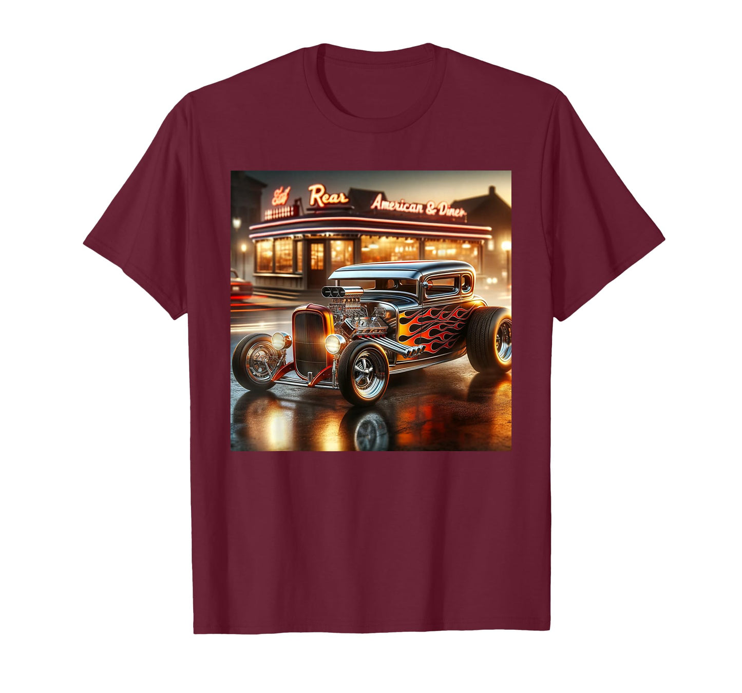 Classic Hot Rod Retro Vintage Custom Hotrod Car Illustration T-Shirt