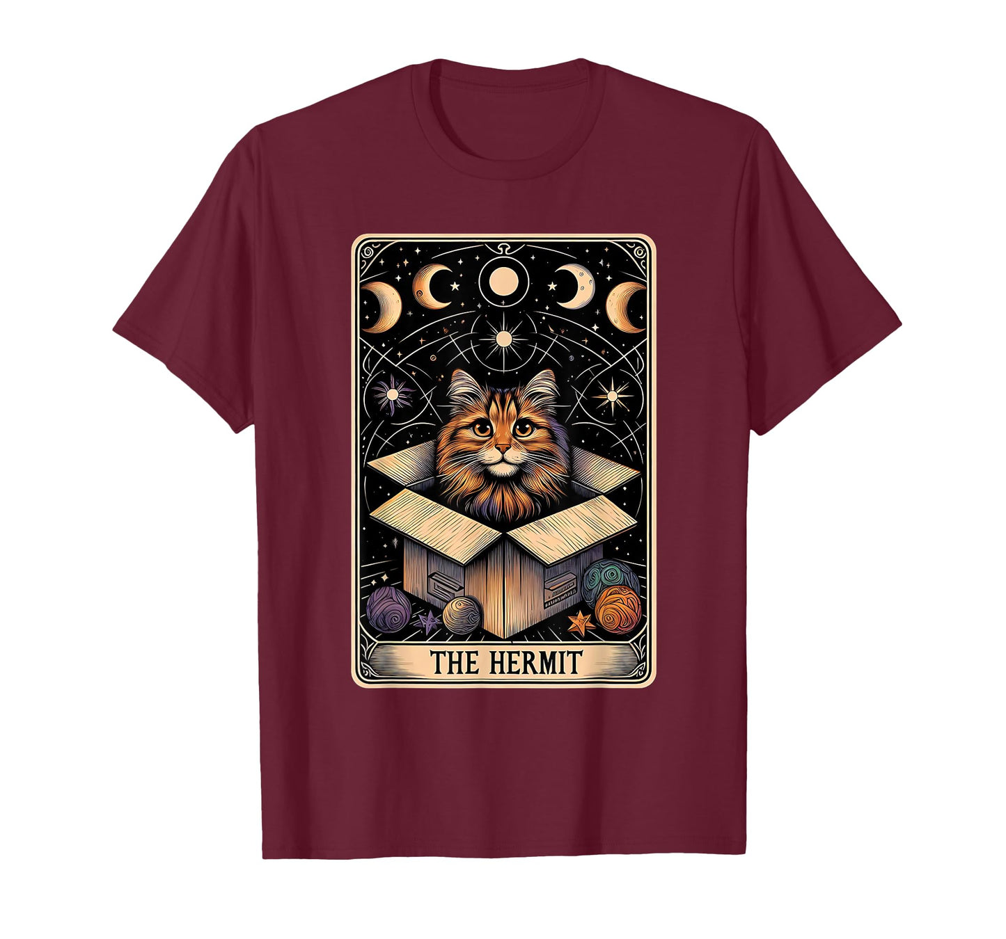 The Hermit Tarot Card Cat In a Box Mystic Funny Cat T-Shirt