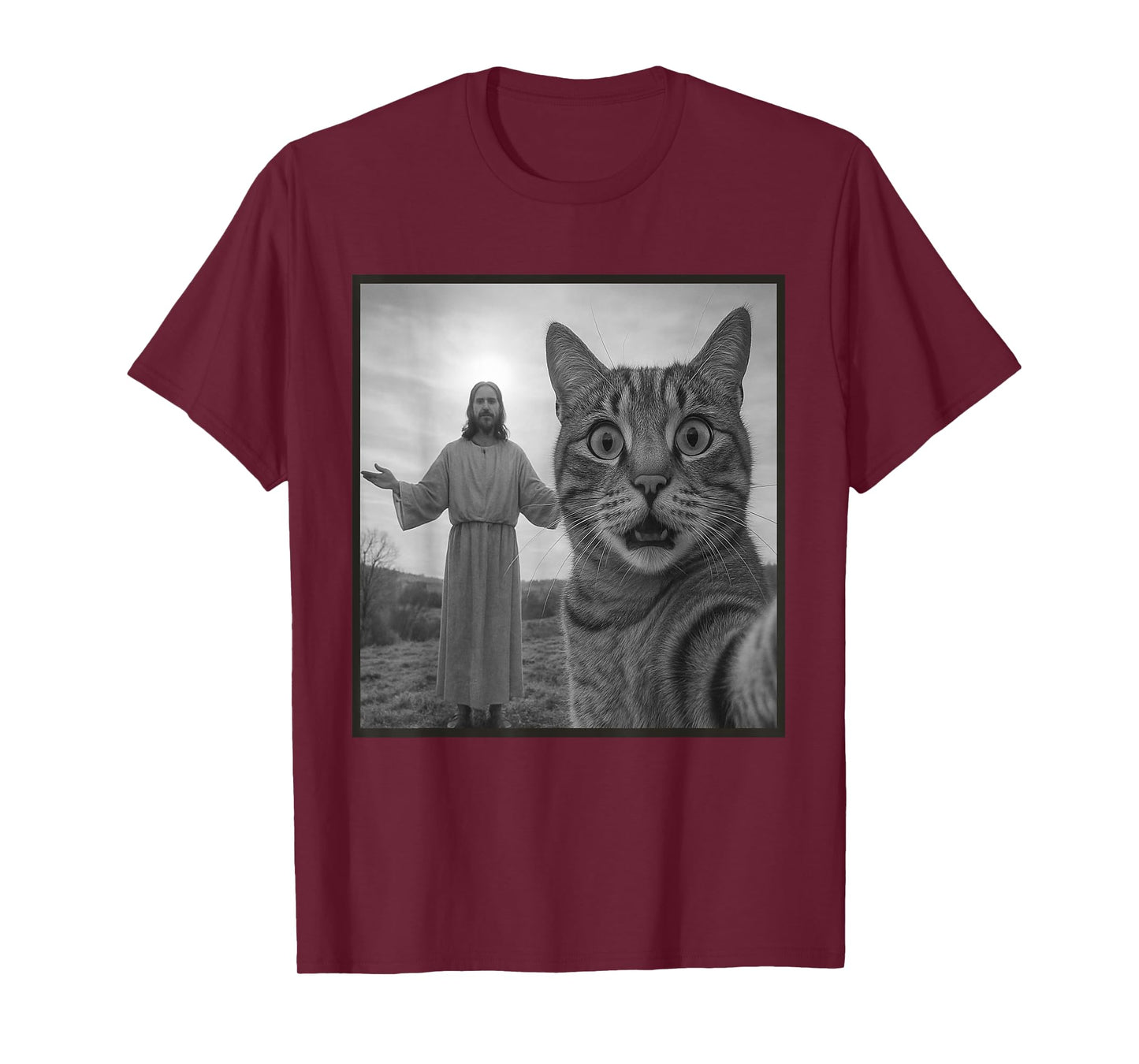 Jesus Cat Selfie Funny Religious Meme Photo T-Shirt