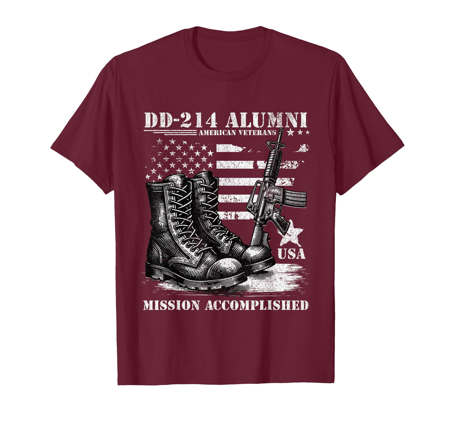 DD 214 Alumni USA Military Veteran American Flag DD-214 T-Shirt