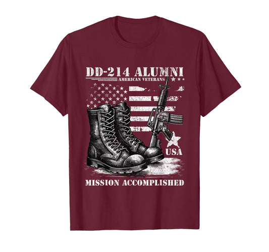 DD 214 Alumni USA Military Veteran American Flag DD-214 T-Shirt