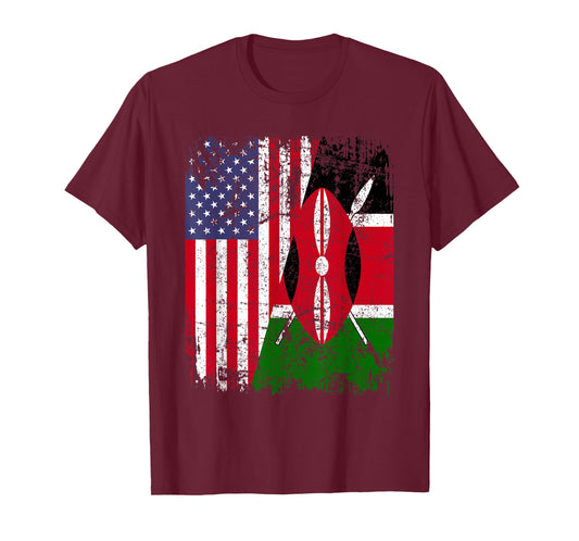 KENYAN ROOTS | Half American Flag | KENYA T-Shirt