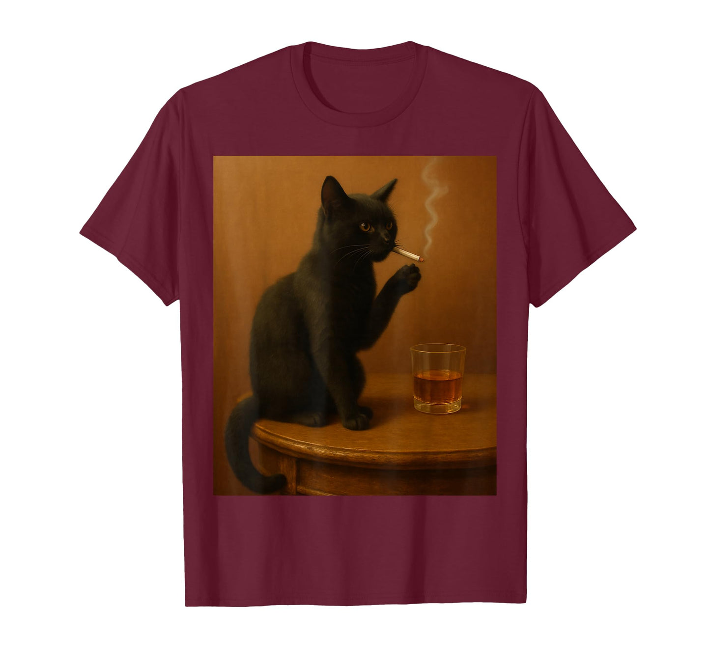 Vintage Black Cat Smoking a Cigarette Funny Cat T-Shirt