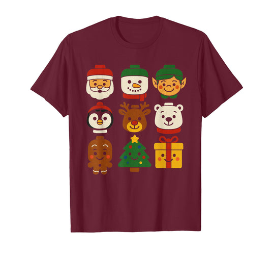 Christmas Building Brick Santa Elf Snowman Xmas Boys Cute T-Shirt