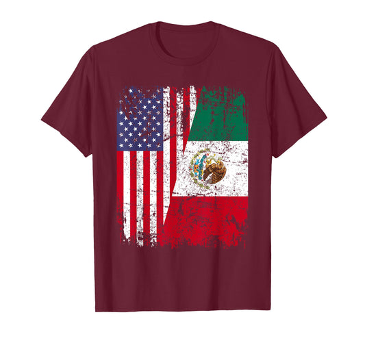 Mexican Roots | Half American Flag | Mexico T-Shirt