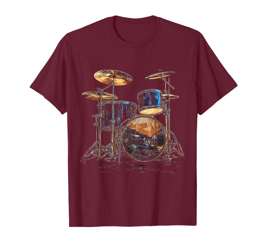 Drumset Music Instrument Motif Art Drumset T-Shirt