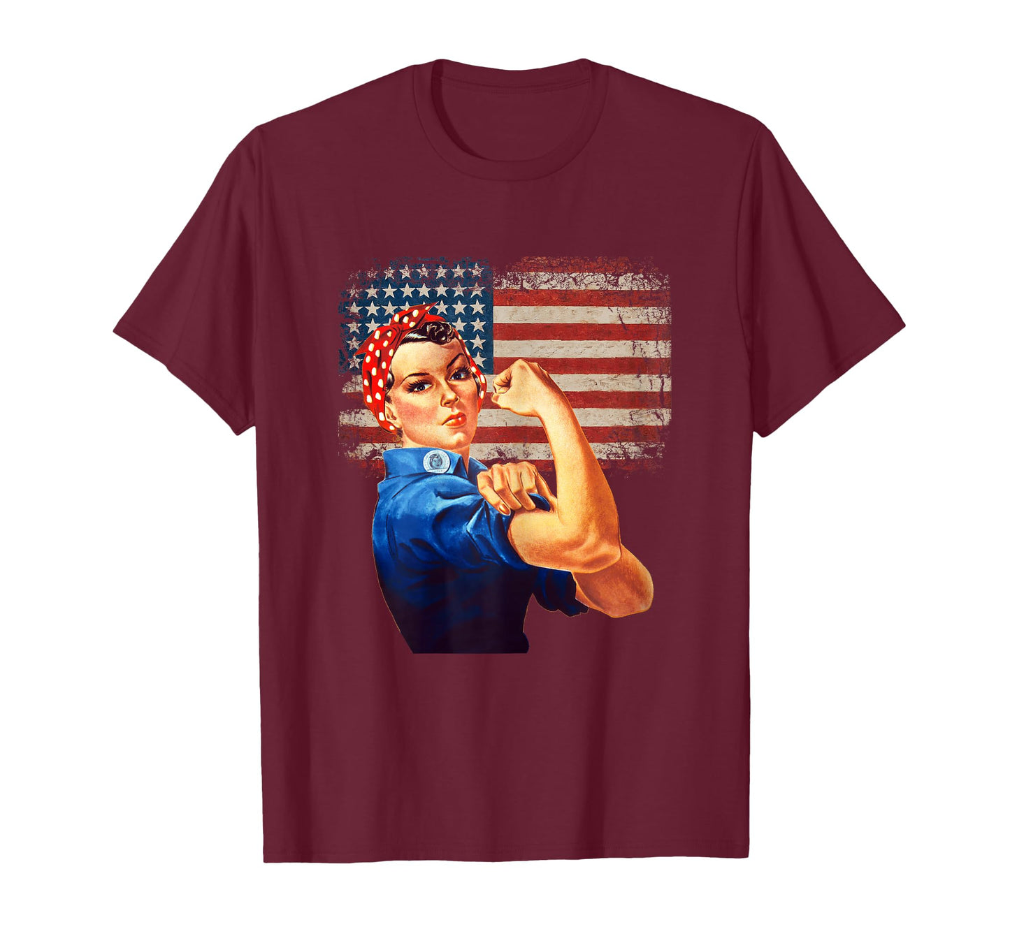 Rosie The Riveter American Flag US Flag T-Shirt