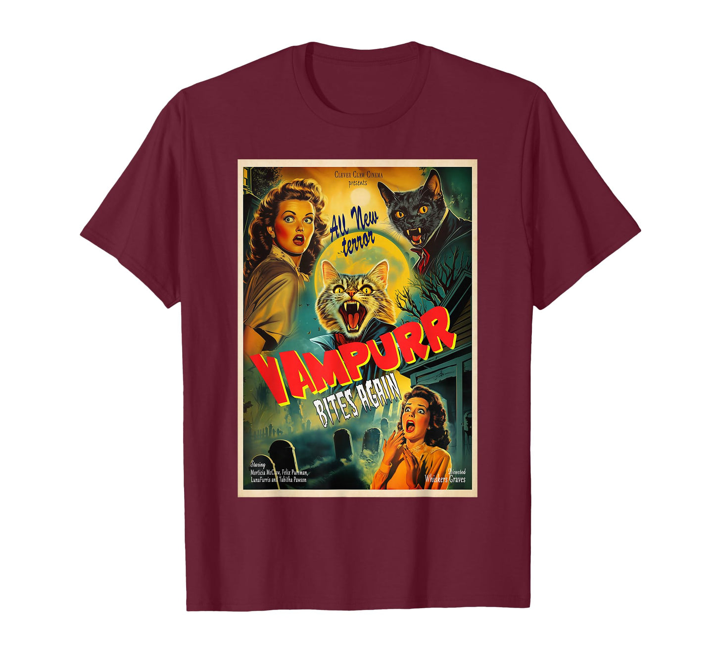 Funny Vampire Cat Dracula Halloween costume Vampurr cat T-Shirt