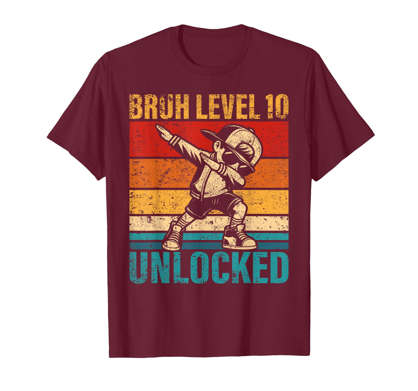 10 Years Old Birthday Dabbing Boy Bruh Level 10 Unlocked T-Shirt