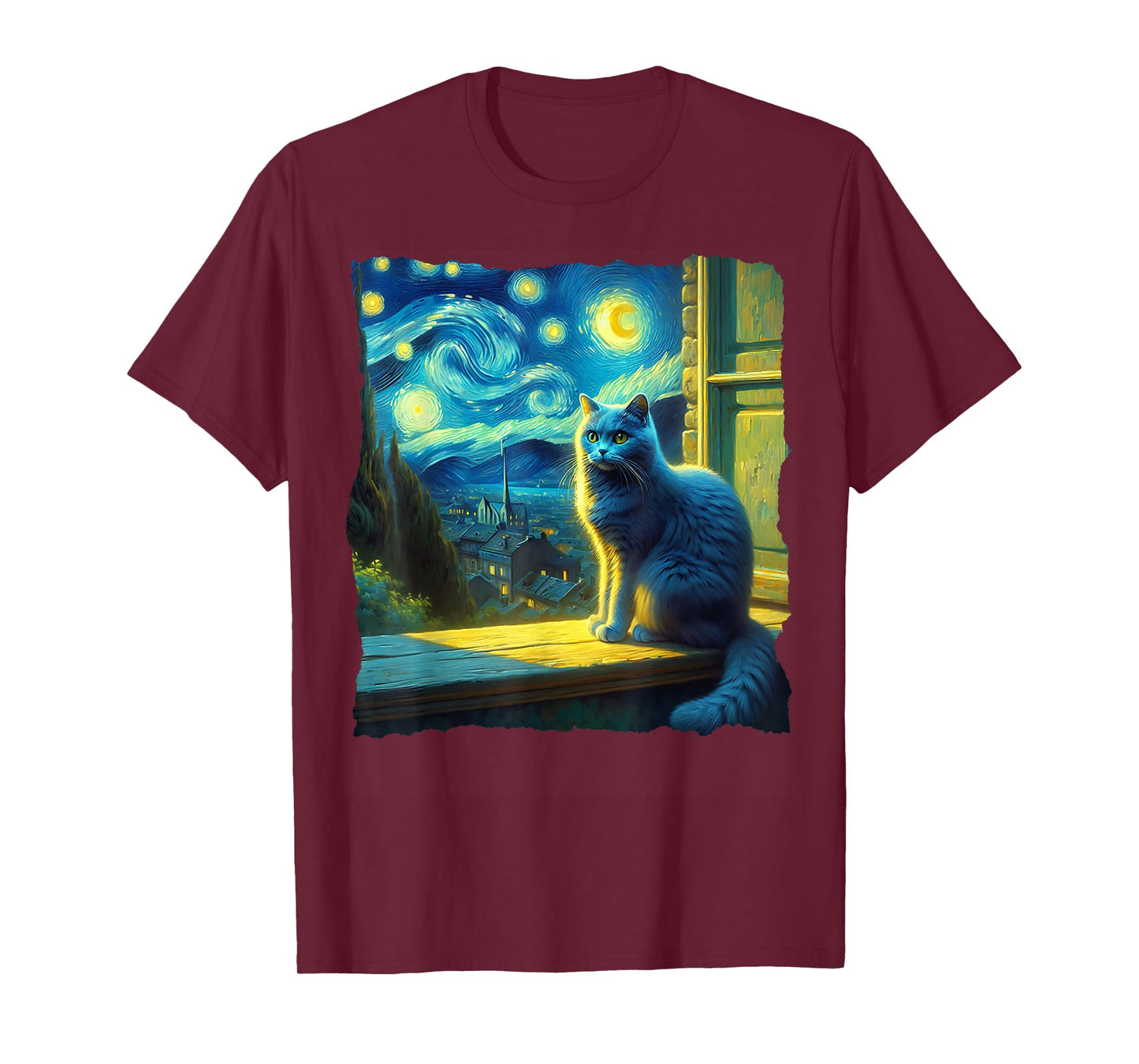 Cat Russian Blue Starry Night Russian Blue T-Shirt