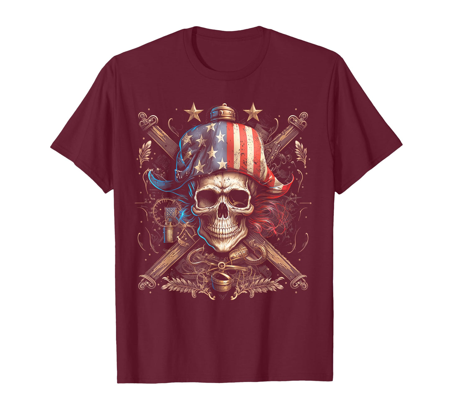 Pirate 4th of July American Flag USA America Funny T-Shirt