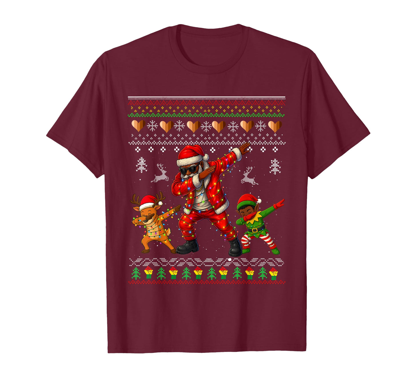 Ugly Christmas Black African American Santa Claus Xmas 2025 T-Shirt