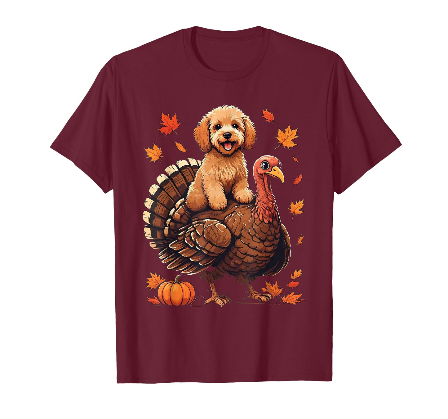 Cavapoo Riding Turkey Thanksgiving Day Santa Christmas Xmas T-Shirt