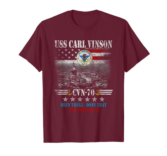 USS Carl Vinson CVN-70 Aircraft Carrier Veteran Flag Mens T-Shirt
