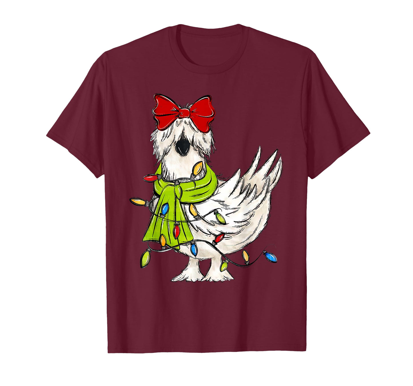 Coquette Silkie Chicken Christmas Lights Farm Animal Lover T-Shirt