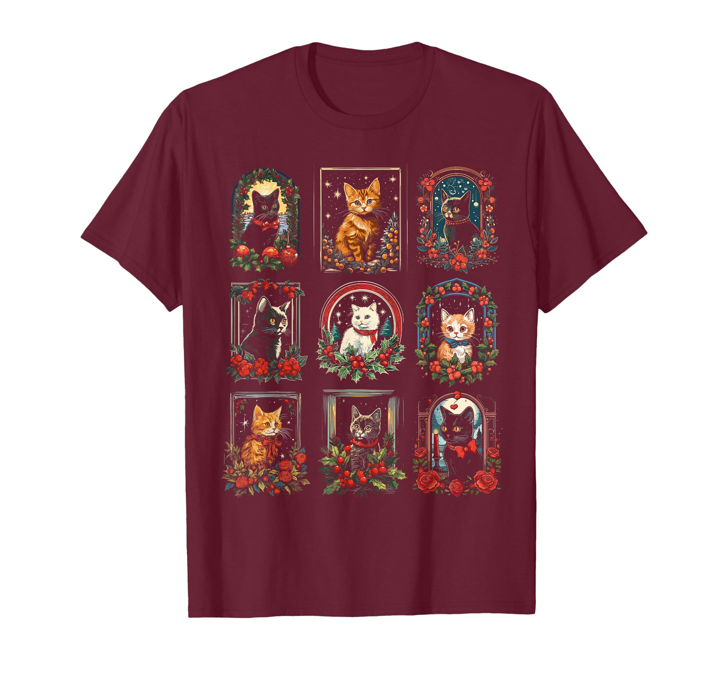 Vintage Kitten Christmas Cats, Cat Mom, Cat Dad Women, Men T-Shirt