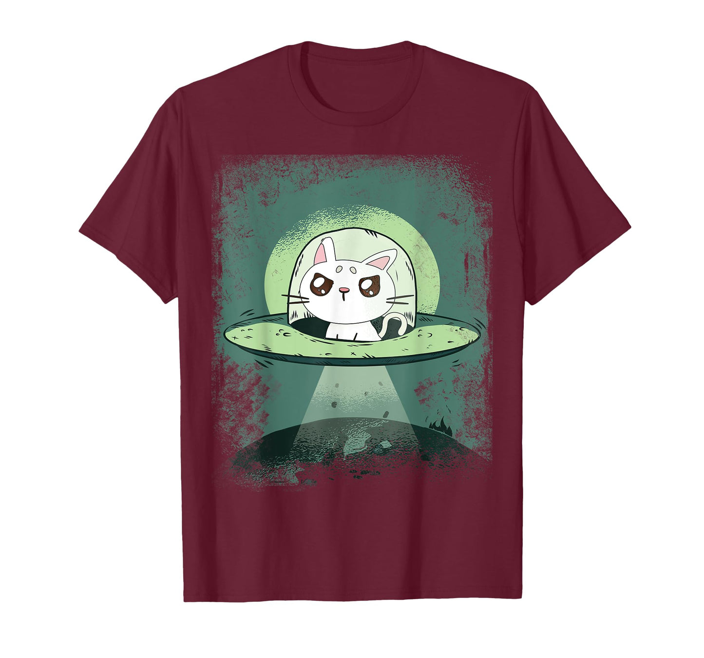 Ufo Cat - Funny Space Cat Alien Abduction Men Women T-Shirt