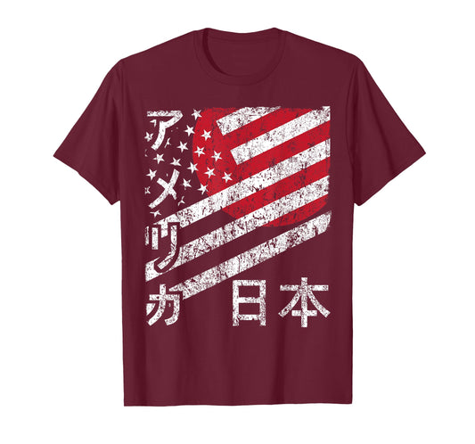 USA Japan Flag T-Shirt American Japanese Matching Group Gift T-Shirt